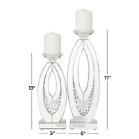 Set of 2 Clear MDF Glam Candle Holder, 17" x 6" x 4"