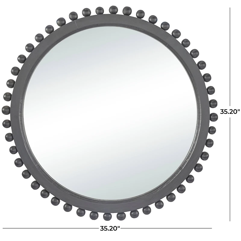 35" Mango Wood Beaded Ball Frame Wall Mirror