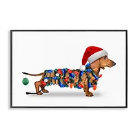 Stupell Industries Christmas Lights Wrapped Dog Framed Giclee Wall Art