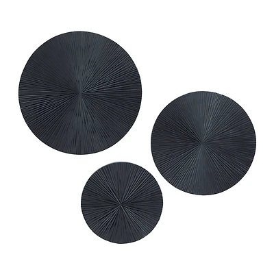 CosmoLiving by Cosmopolitan Set of 3 Black MDF Contemporary Wall Decor, 24" x 24"
