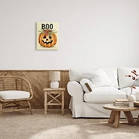 Stupell Industries Boo Seasonal Halloween Flowers Canvas Wall Art