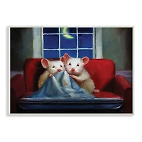Stupell Industries House Mice Snuggling Under Blanket Watching TV Wall Plaque