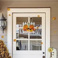 Glitzhome® 14" Fall Wooden Patch with Floral Door Hanger
