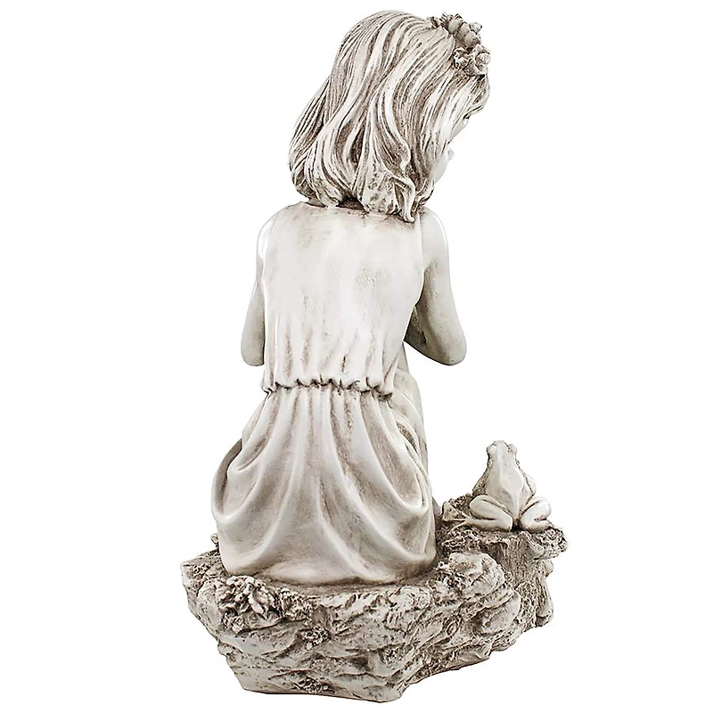 Design Toscano 17" Pausing by the Pond Little Girl Garden Statue