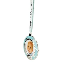 3" Blue & Silver "Baby's First Christmas" Framed Ornament
