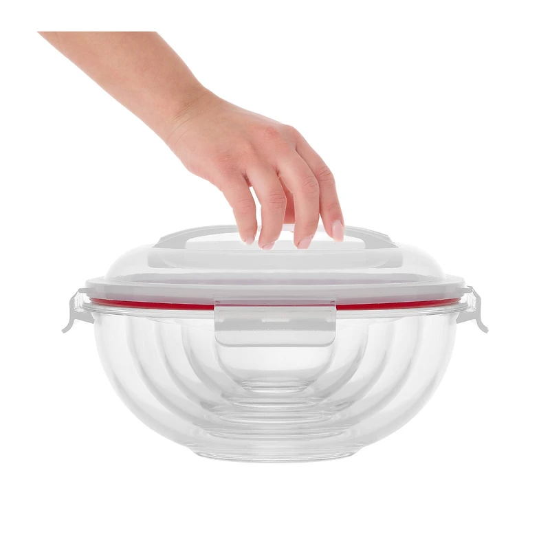 JoyJolt® Red Glass Mixing Bowls Set