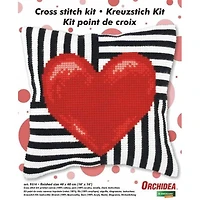 Orchidea Red Heart Cushion Cross Stitch Kit
