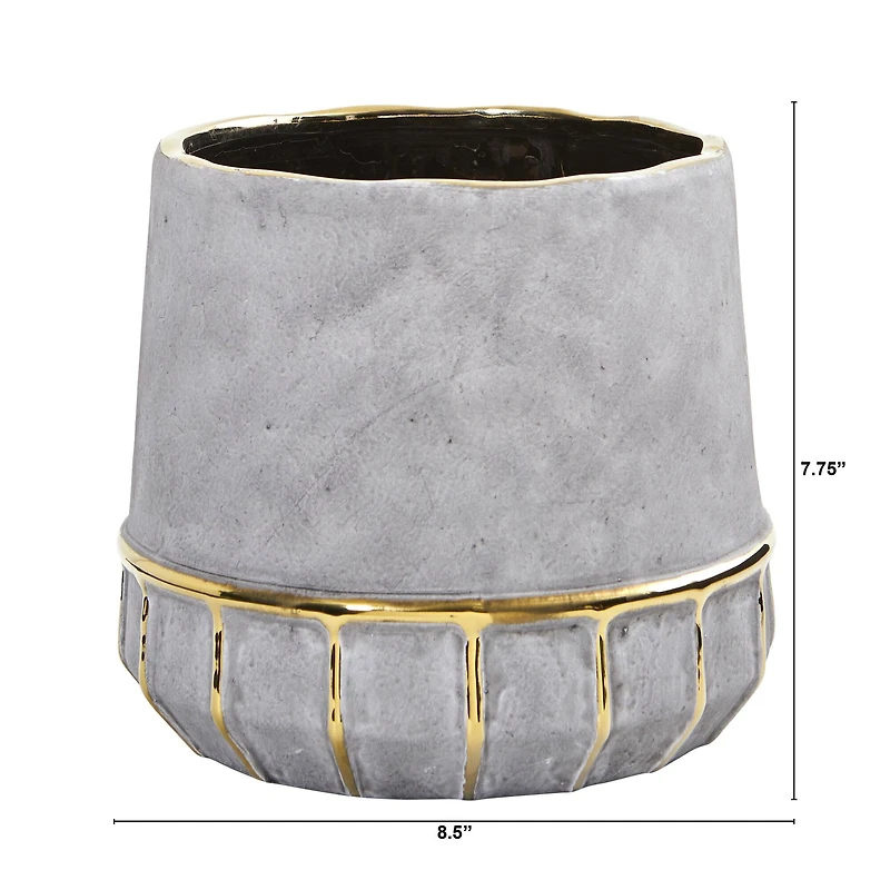 8" Regal Stone Decorative Planter with Gold Accents