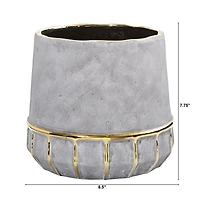 8" Regal Stone Decorative Planter with Gold Accents
