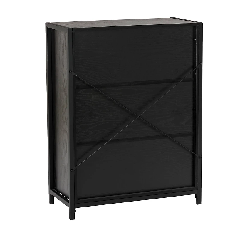 Glitzhome® 32" Black Double Door Modern Storage Floor Cabinet