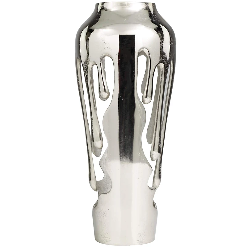 19" Silver Aluminum Drip Vase with Melting Designed Body