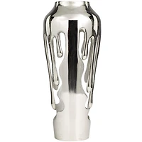 19" Silver Aluminum Drip Vase with Melting Designed Body