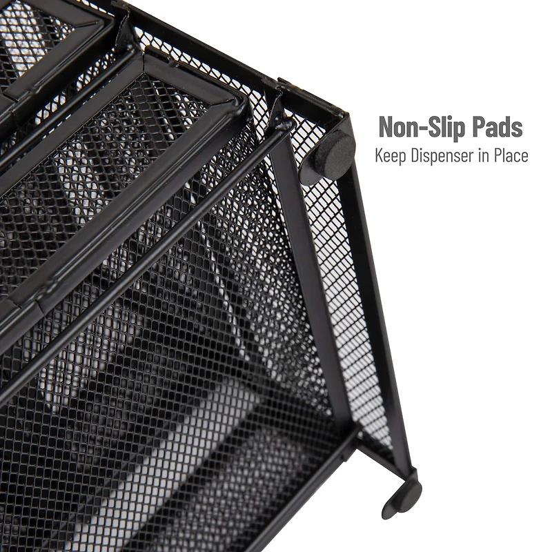 Mind Reader Network Collection 5-Compartment Black Metal Mesh Tea Bag Countertop Organizer