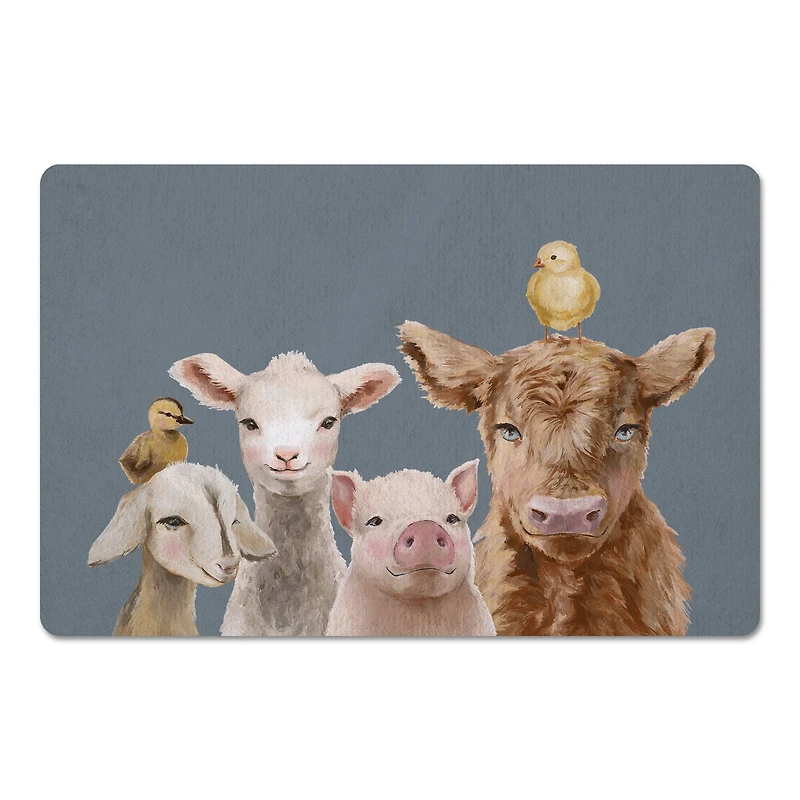 18" x 27" Baby Farm Animals on Slate Floor Mat