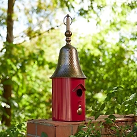 Glitzhome® 24" Retro Red Metal Bell Roof Birdhouse