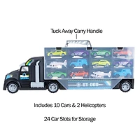 Toy Time Semi-Truck Car Carrier Set with Helipad