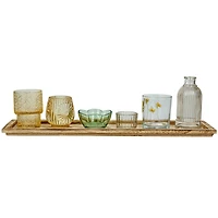 Hello Honey® Embossed Glass 5-Votive Candle Holders with Vase & Wood Tray
