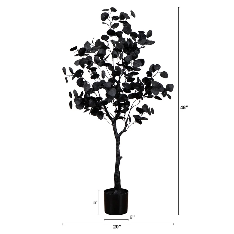 4ft. Artificial Halloween Black Eucalyptus Tree