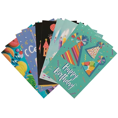 JAM Paper 4" x 6" Birthday Bash Assortment Cards & Matchings Envelope Set, 10ct.