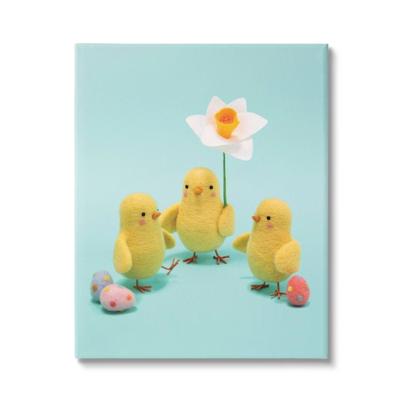 Stupell Industries Spring Chicks Floral Easter Eggs Canvas Wall Art
