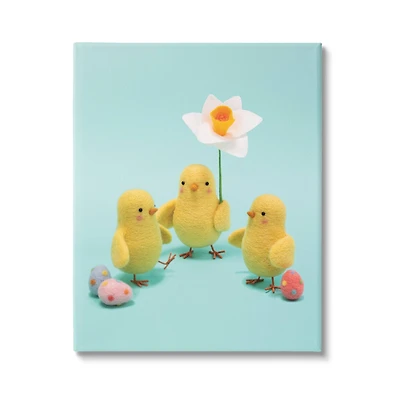 Stupell Industries Spring Chicks Floral Easter Eggs Canvas Wall Art