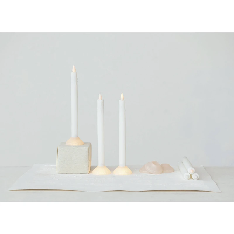 Hello Honey 10" Evening LED Taper Candles with Holder, 6ct.