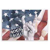 Stupell Industries Rock And Roll Hand And American Flag Design Wall Plaque Art