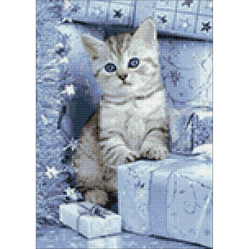 Wizardi Kitten & Christmas Presents Diamond Painting Kit