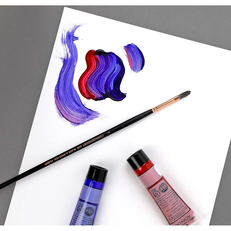 Connoisseur® Black & White Hog Bristle Long Handle Filbert Brush