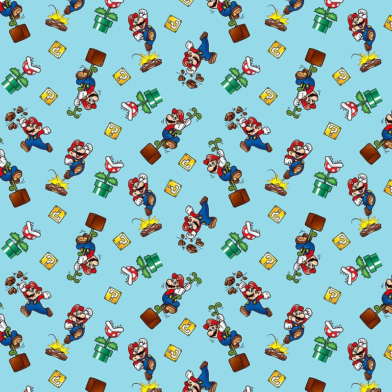 Nintendo® Super Mario Mario Toss Light Blue Cotton Fabric