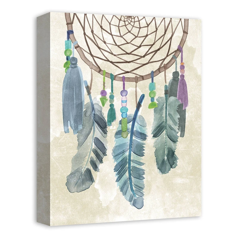 Blue Feather Dreamcatcher 12" x 16" Canvas Wall Art