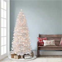 6ft. Pre-Lit White Carson Artificial Pine Christmas Tree, Clear Lights