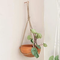 Hello Honey® 9.5" Terra Cotta Hanging Stoneware Planter with Cotton Hanger