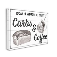 Stupell Industries Carbs and Coffee Kitchen Humor Rustic Word Design Canvas Wall Art