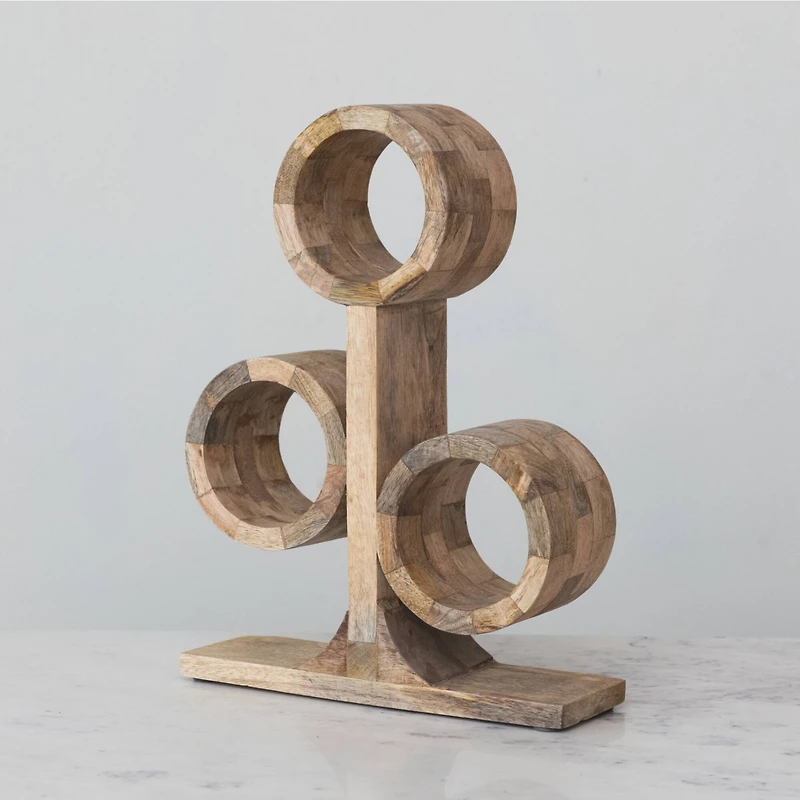 Hello Honey® 15.25" Natural Mango Wood Circular Wine Rack