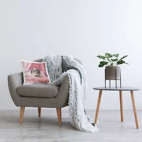 Stupell Industries  Adorable House Bunny Rabbit Breakfast In Bed Pink Throw Pillow 18" x 18"