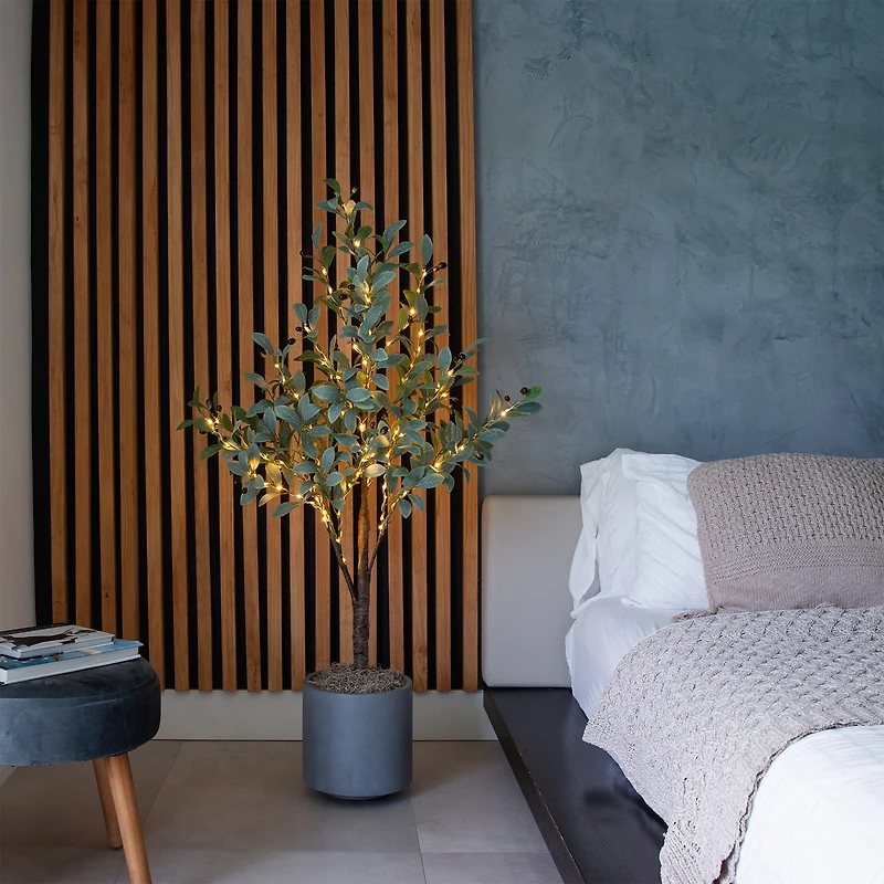 4ft. Pre-Lit Artificial Fruiting Olive Tree with Warm White LED Lights