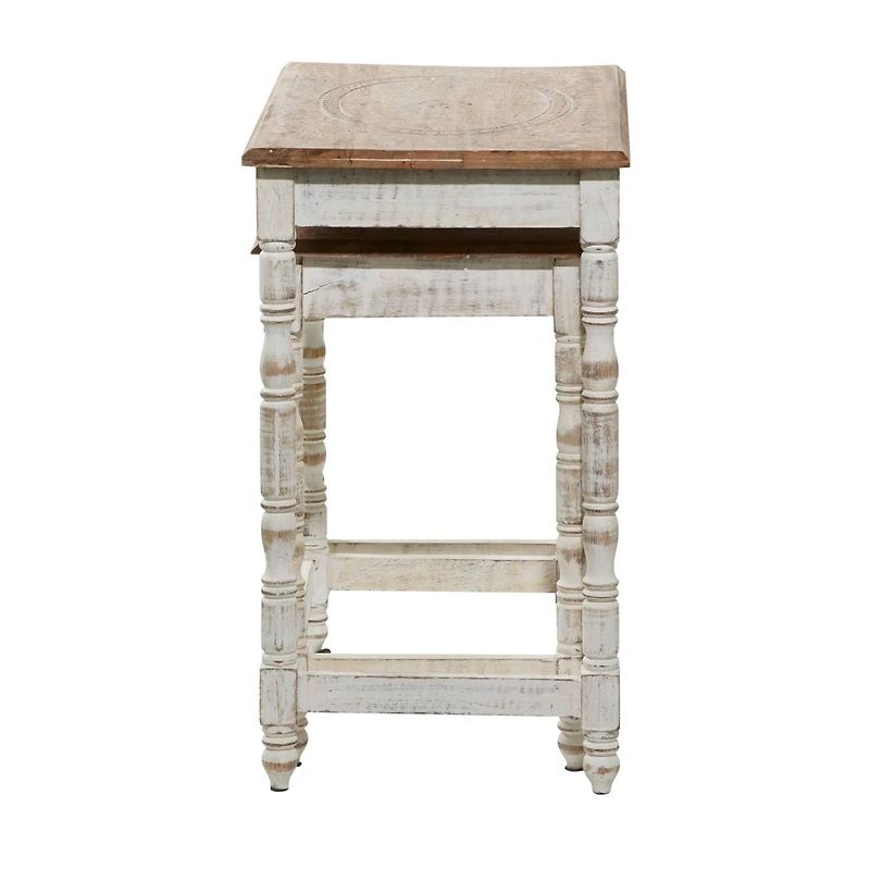 White Mango Wood Farmhouse Accent Table, 24" x 22" x 14"