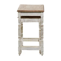 White Mango Wood Farmhouse Accent Table, 24" x 22" x 14"