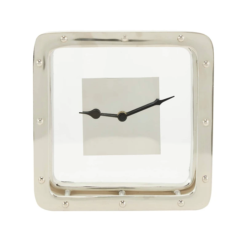 8" Silver Aluminum Geometric Dimensional Open Frame Clock