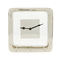 8" Silver Aluminum Geometric Dimensional Open Frame Clock