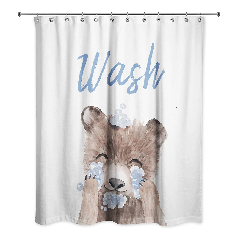 Bear Washing Face 71" x 74" Shower Curtain