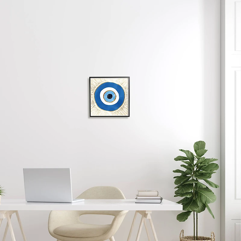 Stupell Industries Evil Eye Symbol Striped Rays Framed Giclee Art