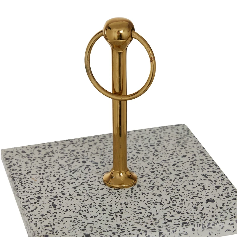 White Marble & Aluminum 3 Tier Tray Stand