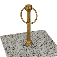 White Marble & Aluminum 3 Tier Tray Stand