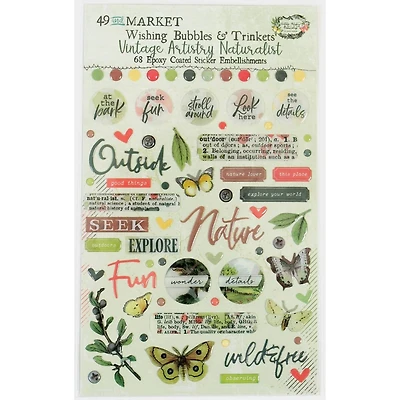 49 and Market Vintage Artistry Naturalist Wishing Bubbles & Trinkets Stickers