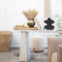 Hello Honey® White Bouclé Fabric Upholstered Ottoman