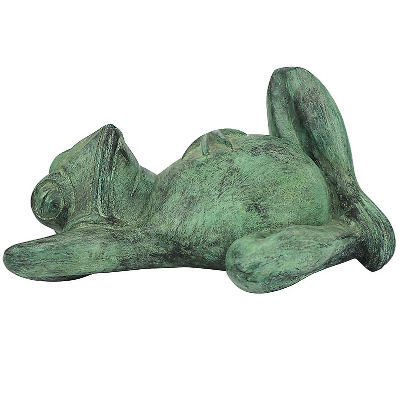 Design Toscano 12" Spitting Lazy Frog Emerald Verde Cast Bronze Garden Statue