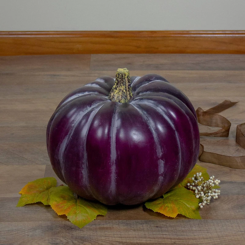 10.5" Dark Purple Round Pumpkin Tabletop Décor