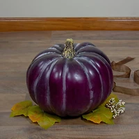 10.5" Dark Purple Round Pumpkin Tabletop Décor